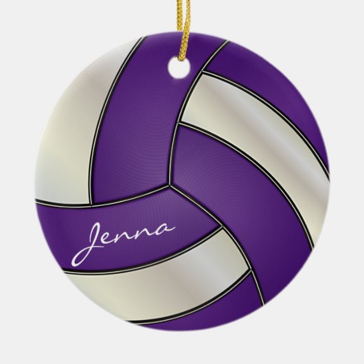 Lila und weiße Volleyball | DIY Name Keramikornament (Vorne)