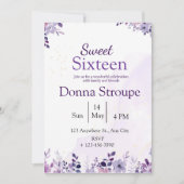 Lila und weiße Wasserfarbe Geburtstag Einladung (Vorderseite)