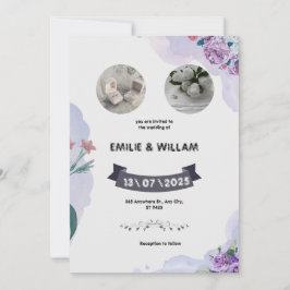 Lila und weiße Wasserfarben Einladung