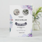Lila und weiße Wasserfarben Einladung (Stehend Vorderseite)