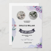 Lila und weiße Wasserfarben Einladung (Vorne/Hinten)