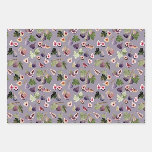 Lila und weiße Wasserfarben Geschenkpapier Set (Vorderseite)