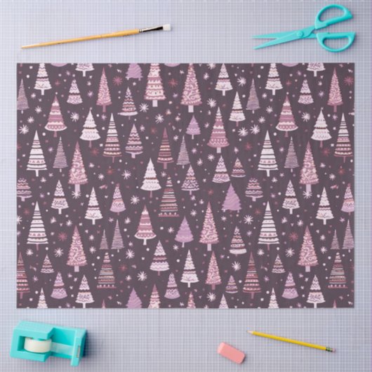 Lila und weiße Weihnachtsbaumen Weihnachten Seidenpapier (Basteln)