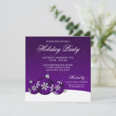 Lila und weiße Weihnachtsfeier Einladung (Stehend Vorderseite)