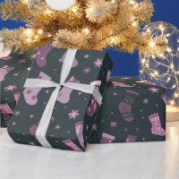 Lila und weiße Weihnachtsfeiertage Strumpf Schwarz