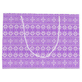 Lila und weiße Weihnachtsmesse Isle Pattern Große Geschenktüte (Rückseite)