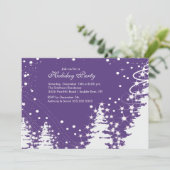 Lila und weiße Winterferieneinladung Einladung (Stehend Vorderseite)