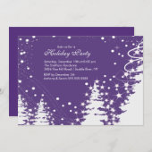 Lila und weiße Winterferieneinladung Einladung (Vorne/Hinten)