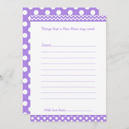 Lila und weiße Zickzack Beratung für Junge Mütter Einladung (Vorne/Hinten)