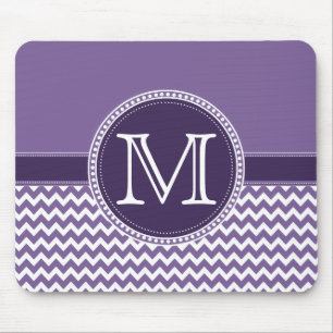 Lila und weiße Zickzack Zigzag Monogram Hochzeit Mousepad