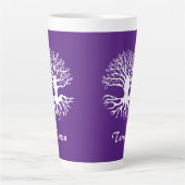 Lila und weißer Baum des Lebens Mit Monogramm Milchtasse (Vorderseite)