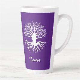 Lila und weißer Baum des Lebens Mit Monogramm Milchtasse