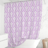 Lila und weißer Damast Duschvorhang