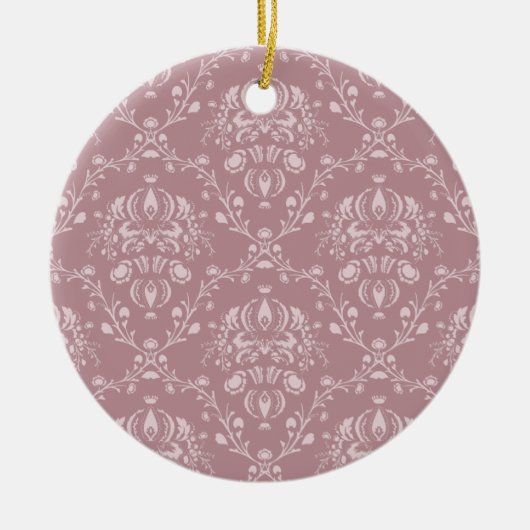 Lila und weißer Damast Keramik Ornament (Vorne)