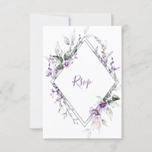 Lila und weißer Diamantrahmen   RSVP Karte