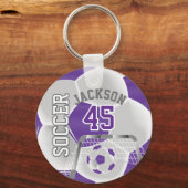 Lila und weißer Fußball ⚽ Ball Sport Schlüsselanhä Schlüsselanhänger (Vorderseite)