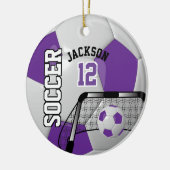Lila und weißer Fußballball Keramik Ornament (Links)