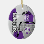 ⚽ Lila und weißer Fußballball Keramikornament (Rechts)