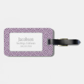 Lila und weißer griechischer Schlüsselanhänger Gepäckanhänger (Rückseite horizontal)
