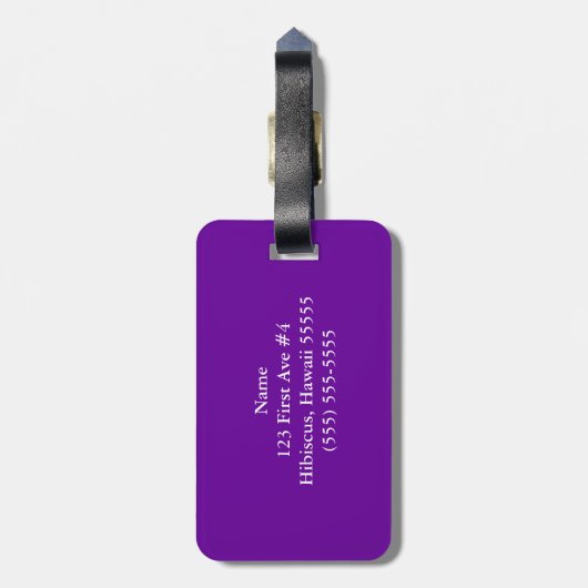 Lila und weißer Hibiskus Gepäckanhänger (Rückseite vertikal)