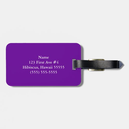Lila und weißer Hibiskus Gepäckanhänger (Rückseite horizontal)