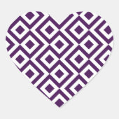 Lila und weißer Meander Herz-Aufkleber (Vorderseite)