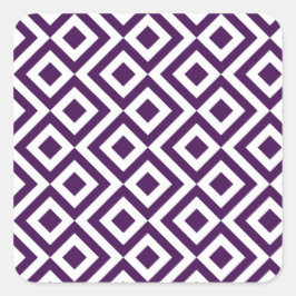 Lila und weißer Meander Quadratischer Aufkleber