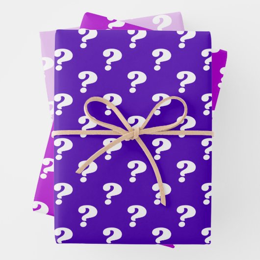 Lila- und Weißer Niedlicher Geschenktopf (Fragezei Geschenkpapier Set (Beispiel)