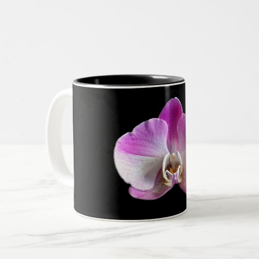 Lila und weißer Orchid Zweifarbige Tasse (Vorderseite Links)