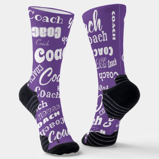Lila und weißer Personalisierter Coach Geschenknam Socken (Gewinkelt)
