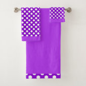 Lila und weißer Polka-Dot Badhandtuch Set (Insitu)