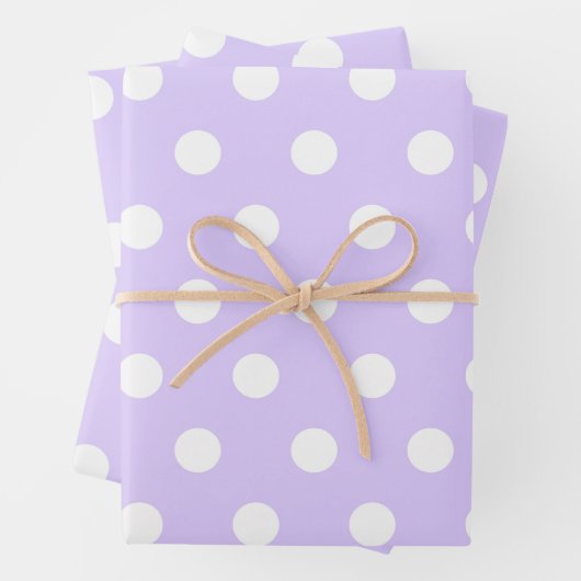 Lila und weißer Polka-Dot Geschenkpapier Set (Beispiel)