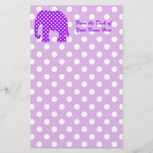 Lila und weißer Polka-Punkt-Elefant Briefpapier