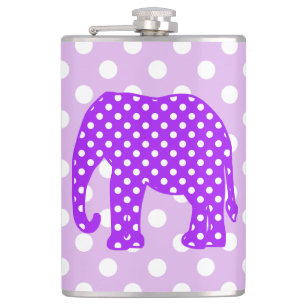 Lila und weißer Polka-Punkt-Elefant Flachmann