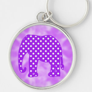 Lila und weißer Polka-Punkt-Elefant Schlüsselanhänger