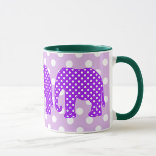 Lila und weißer Polka-Punkt-Elefant Tasse
