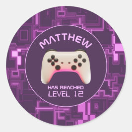 Lila und weißer Videospielcontroller Runder Aufkleber