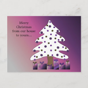 Lila und weißer Weihnachtsbaum Feiertagspostkarte
