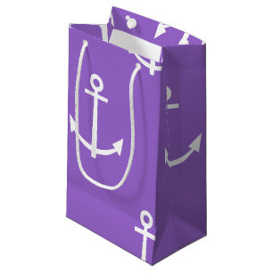Lila und weißes Anker-Muster 1 Kleine Geschenktüte