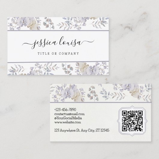 Lila und weißes Blumenwasser Visitenkarte (Vorne/Hinten)