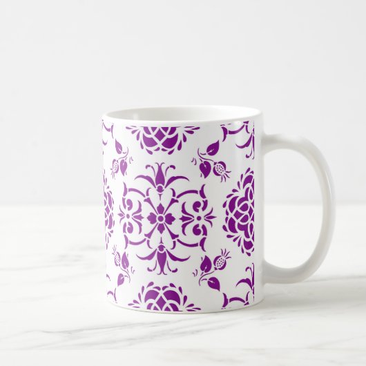 Lila und weißes Damasdesign Kaffeetasse (Rechts)