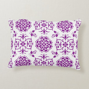 Lila und weißes Damasdesign Zierkissen