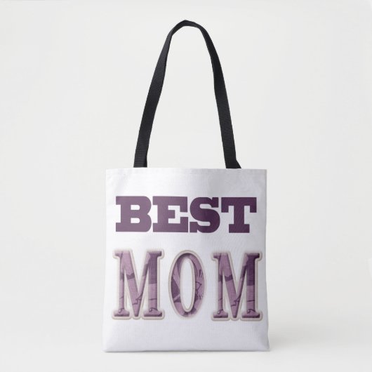 Lila und weißes Design mit bester Mama Tasche (Vorderseite)