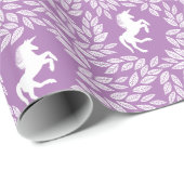 Lila und weißes Einhorn-Muster Geschenkpapier (Rolleneckpunkt)