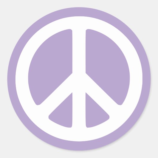 Lila und weißes Friedenssymbol Runder Aufkleber (Vorderseite)