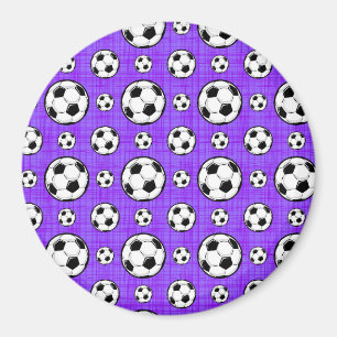 Lila und weißes Fußballball-Muster Magnet