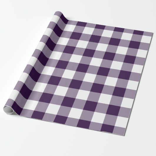Lila und weißes Gingham-Muster Geschenkpapier (Ungerollt)