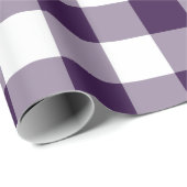 Lila und weißes Gingham-Muster Geschenkpapier (Rolleneckpunkt)