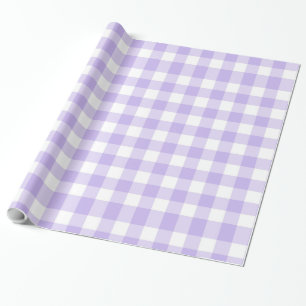 Lila und weißes Gingham-Muster Landhausstil Geschenkpapier