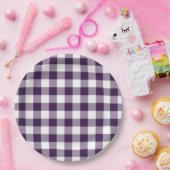 Lila und weißes Gingham-Muster Pappteller (Party)